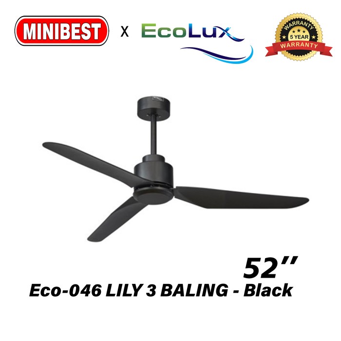 MB Ceilling fan / Kipas Angin Plafon gantung Ecolux Eco-046 LILY 3 BALING