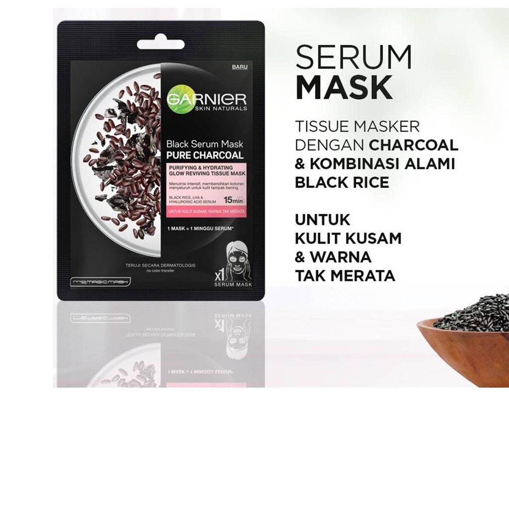 GARNIER BLACK SERUM MASK PURE CHARCOAL 28G