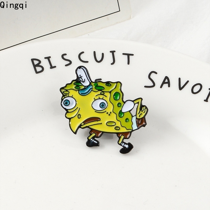 Bros Pin Enamel Bentuk Kartun Sponge Meme Untuk Tas Jeans