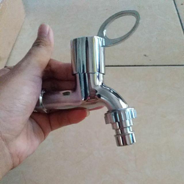 Kran Air Tembok Engkol Taman Cab - Keran Air Chrome Kamar Mandi Wc - Kran Tembok - Keran Tembok