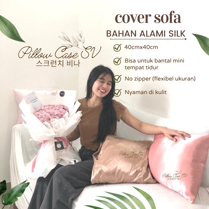 Silk Satin Sarung Bantal Sofa satin silk 40x40 SV  Sarung Bantal Silk Satin Silk Pillow Case Sarung Bantal High quality silk KingKoil Sarung Bantal Aesthetic Satin Pillowcase Premium silkw