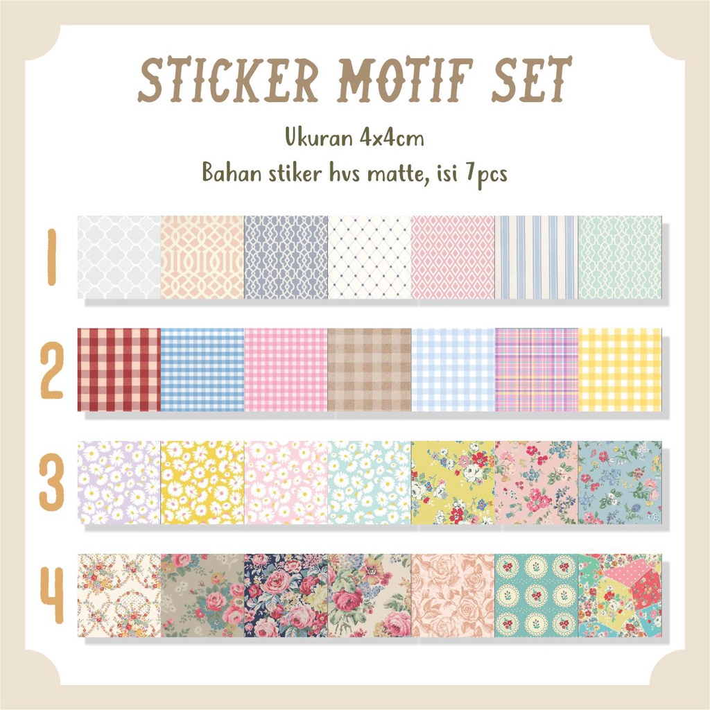 

PAPERDESIGN.INDO - GINGHAM VINTAGE STIKER HVS MATTE LUCU AESTHETIC TEMPELAN SCRAPBOOK, WALL DECOR, KACA, DLL