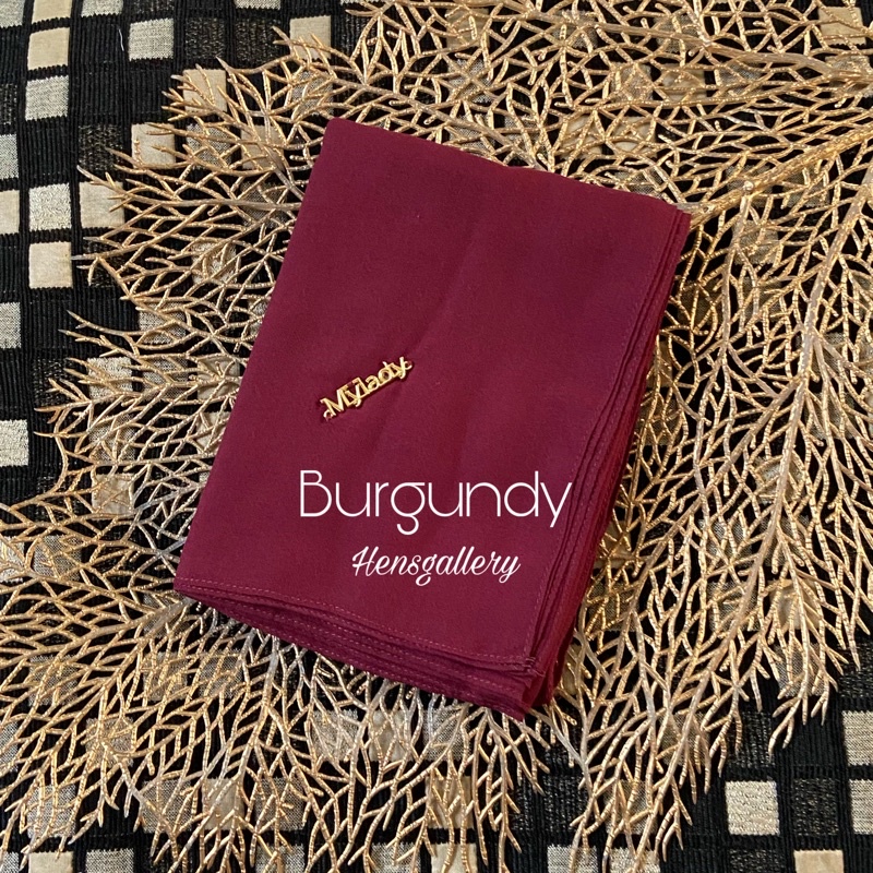 Part 1 Mylady Hijab Plain Voal Ultrafine by Myladyhijab dark mustard silver broken white optic white-BURGUNDY