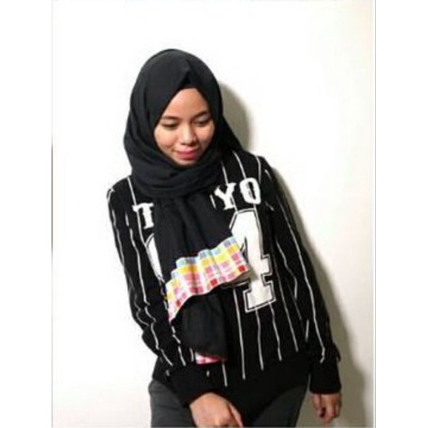 Pashmina Sohwa Halilintar edisi lama black rainbow big size