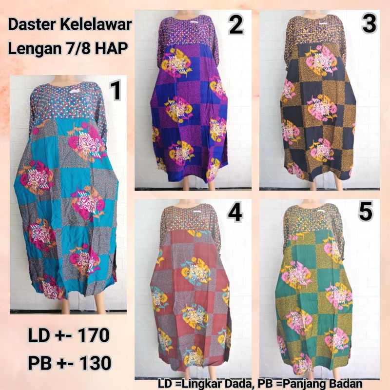 Daster Kelelawar Jumbo Lengan 7/8 HAP Adem Lowo Bigsize BU TEJO IKTCT + SWR