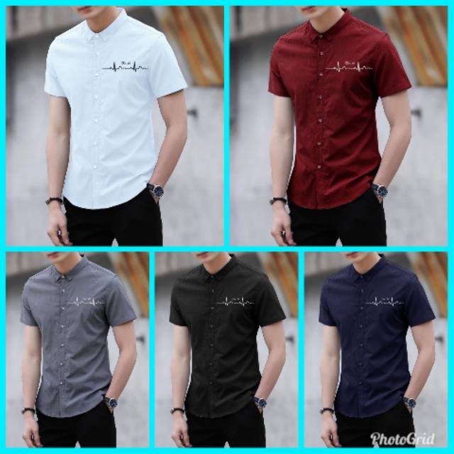 TOTOTAshop.kemeja PARROT pria slimfit LOGO BORDIR PREMIUM bahan katun stretch Lengan pendek