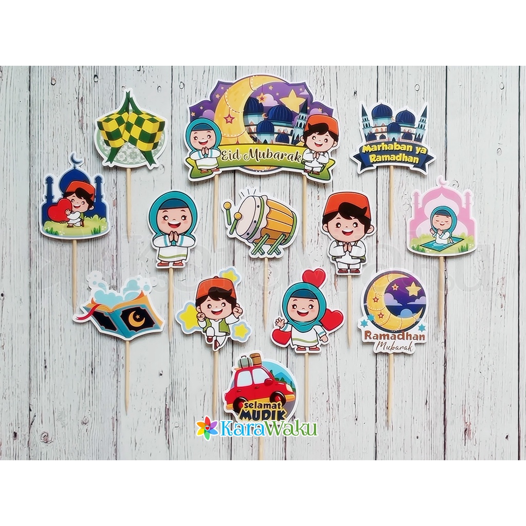 

Cake Topper / Hiasan Kue Karakter Idul Fitri - Lebaran - Eid Mubarak - Ramadhan - Muslim