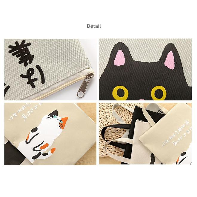 

Pf05 Japanese Cute Cat Portable A4 File Storage Pouch Bag Tempat Buku - Cat Empat List Baik