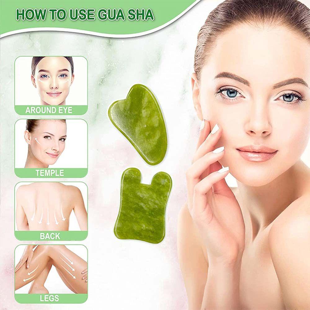 Needway   Gua Sha Papan Mengangkat Kulit Tubuh Anti-Aging Wajah Tipis Alami Batu Giok Pijat Wajah