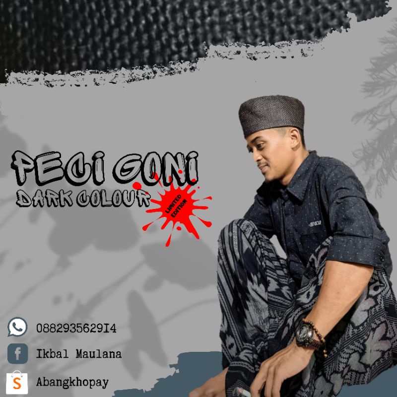 PECI GONI HITAM POLOS / KOPIAH RAJUT GONI / SONGKOK GONI