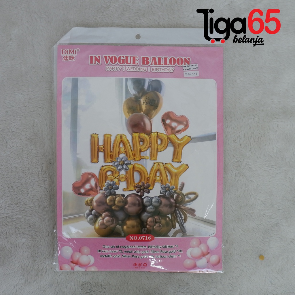 365 BALON ULTAH 1500-23 #41109 Set Balon Helium Balon Huruf Dan Bentuk