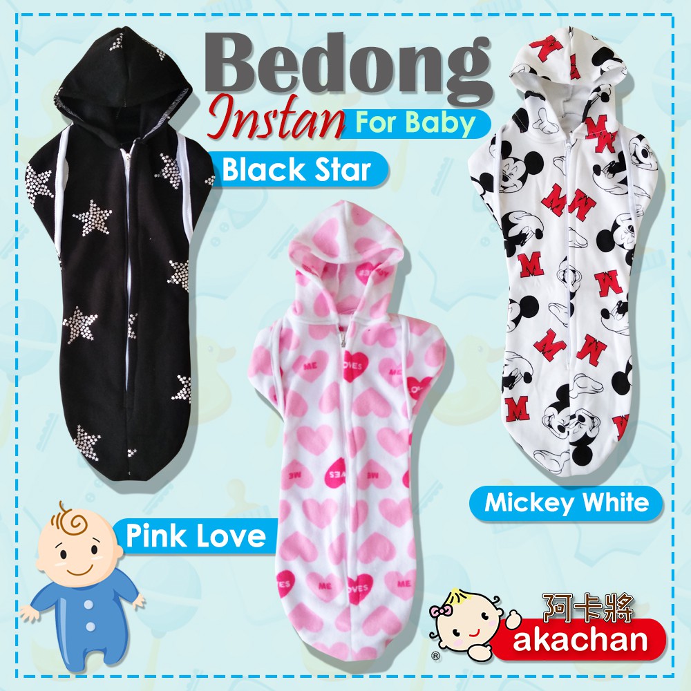 Bedong Bayi Instan Resleting Newborn AKACHAN  Instant Swaddle NB Instan Fleece alt nb