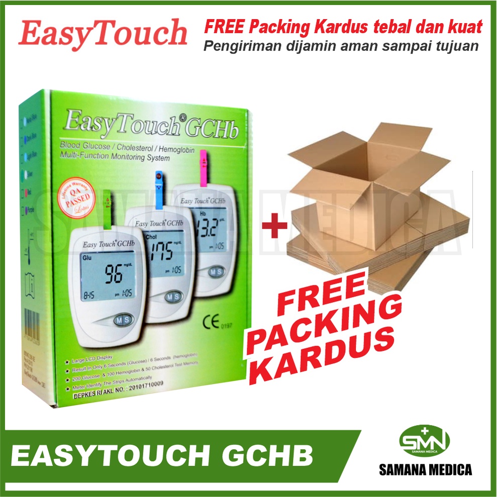 ALAT TES GCHB Gula Darah, Kolesterol, Hemoglobin EASYTOUCH GCHB 3in1 FREE PACKING KARDUS