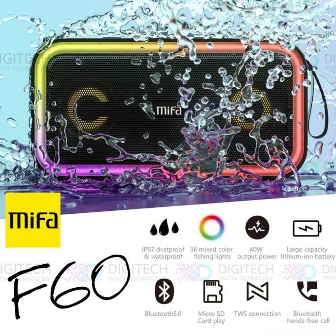 Mifa F60 Bluetooth Tws Speaker 40W Waterproof Rgb Led Stereo Bt Audio Outlet.Bumiii