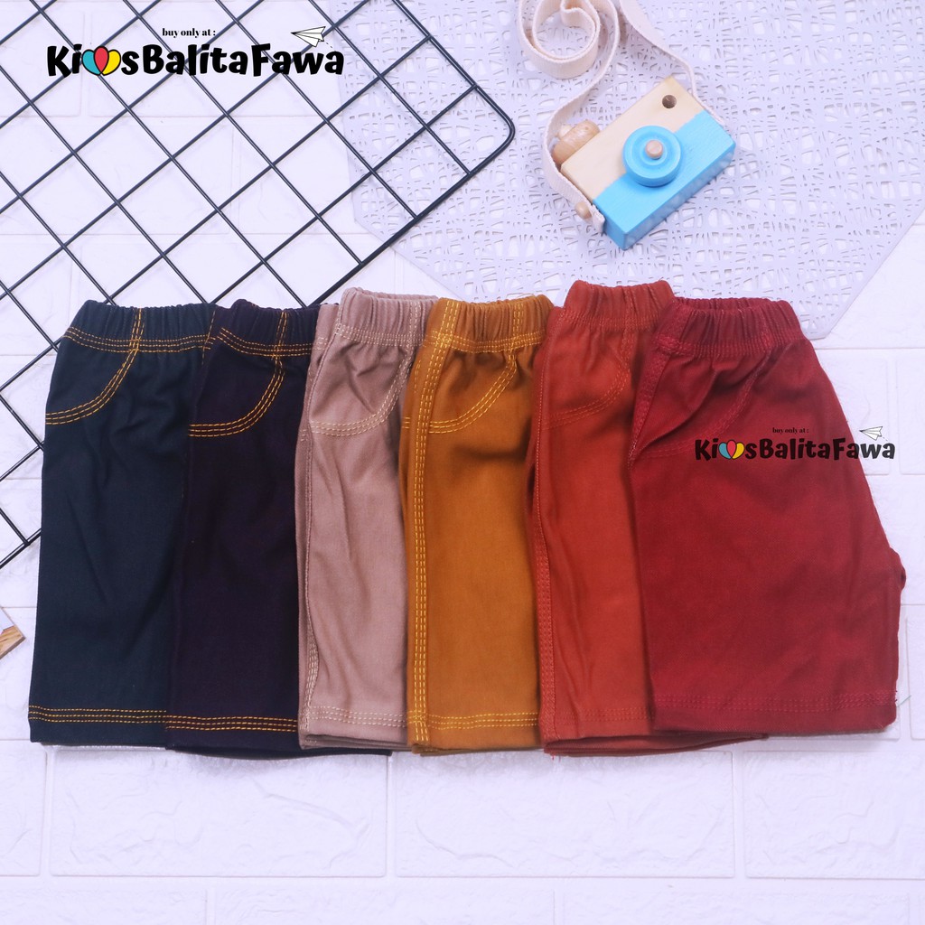 Short Jegging Kids uk 2-4 Tahun / Celana Pendek Anak Laki Perempuan Pants Murah Jeans Tebal Polos