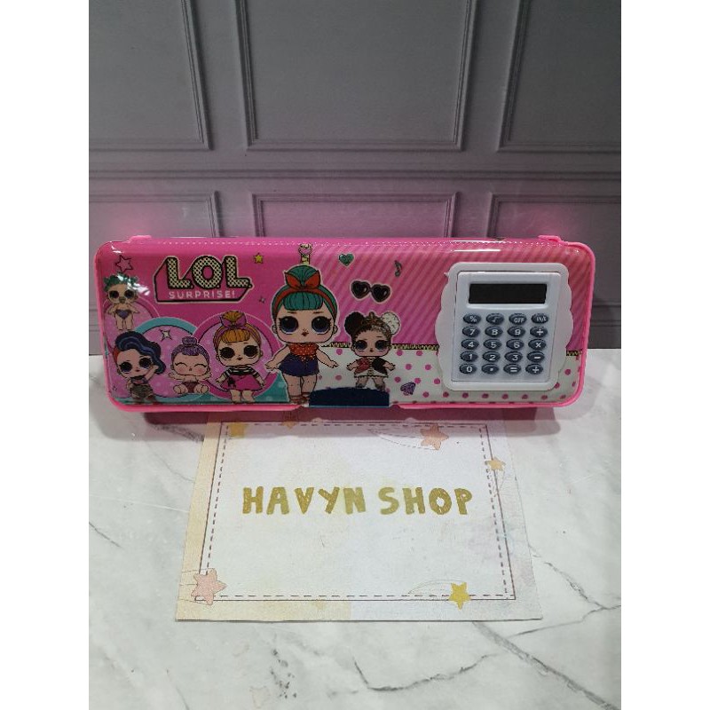 kotak pensil ada kalkulator/pencil case KALKULATOR/TEMPAT PENSIL MAGNET KALKULATOR-LOL makal