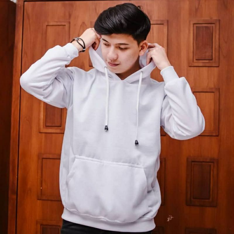 SWEATER HOODIE POLOS PUTIH PRIA/WANITA UKURAN M.L.XL JAKET HOODIE POLOS # PAKAIAN POLOS PRIA WANITA