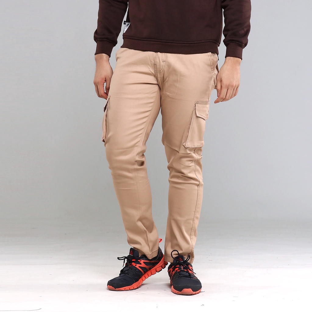 Celana Panjang Utility Chino Cargo Tactical Ankle Pants Big Size (Mocca)