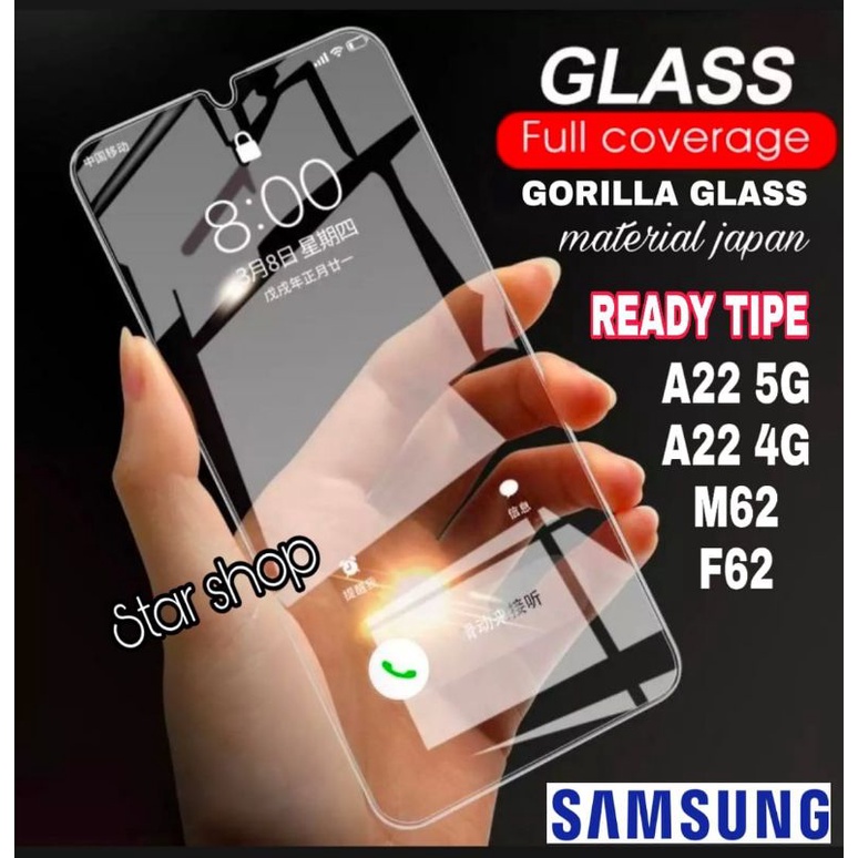 Tempered Glass Samsung A22 4G A22 5G M32 M62 F62 Screen Protector Anti Gores Kaca