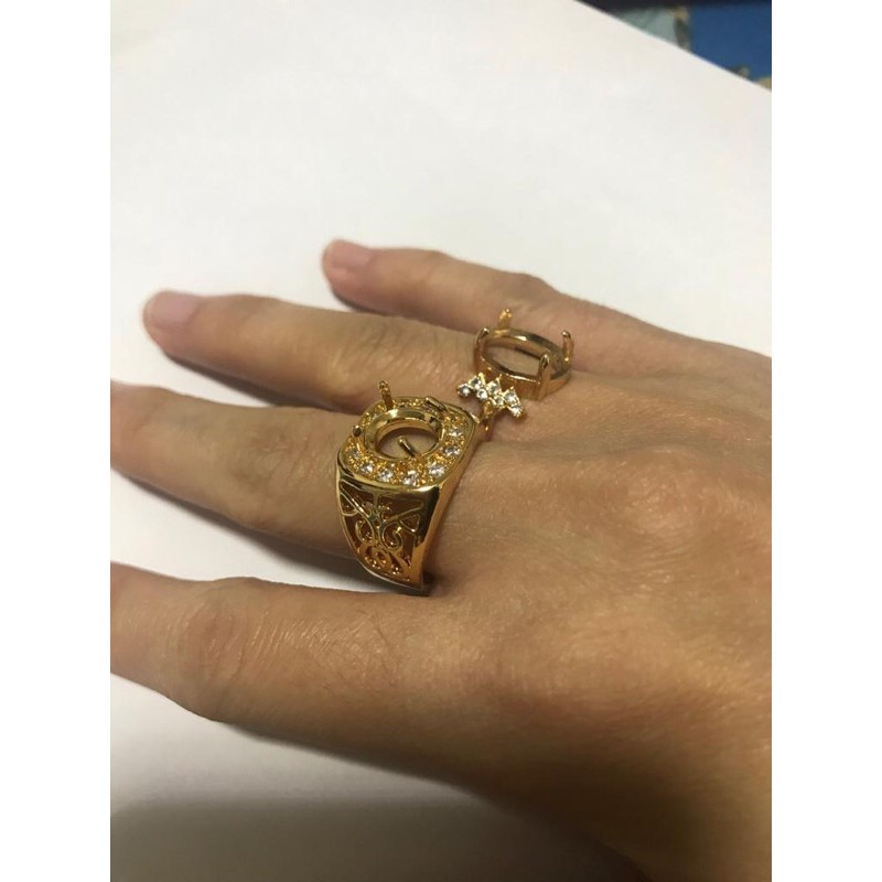 HARGA GROSIR Cangkang Cincin Wanita Mewah Warna Kuning Emas TERMURAH