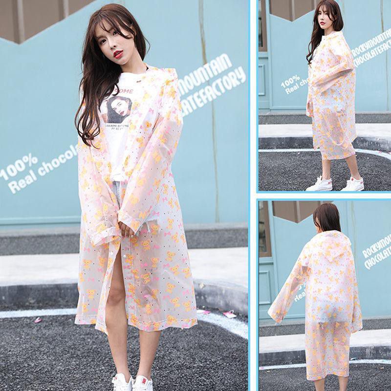 Jas hujan Dewasa Eva Terusan Transparan Motif / Unik &amp; Lucu / Korean style