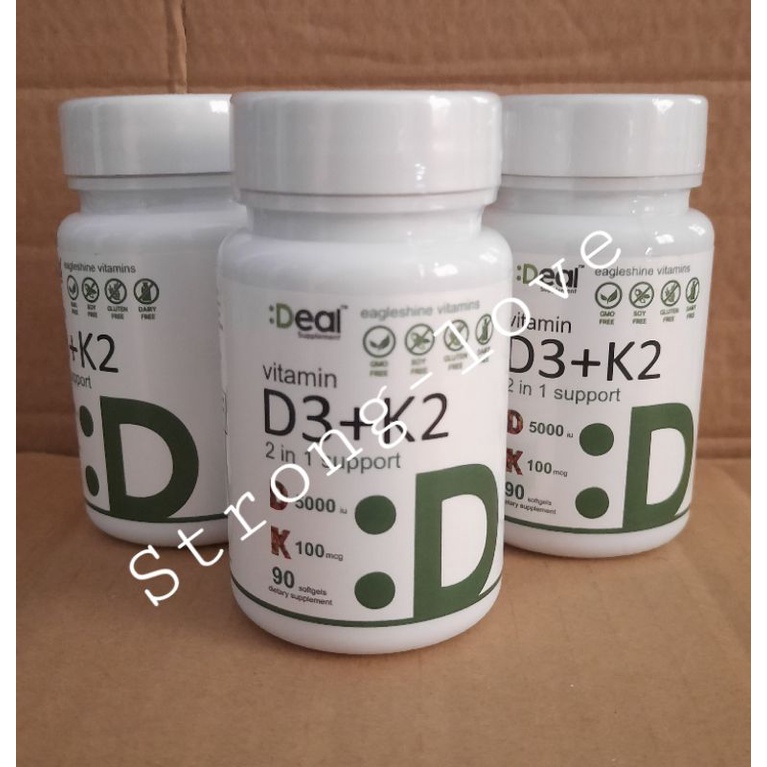 Jual Deal Vitamin D3 K2 5000 IU 100 Mcg 90 Softgel 100 Asli Original