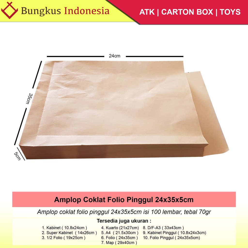 

HJK Amplop Coklat Folio Pinggul isi 100