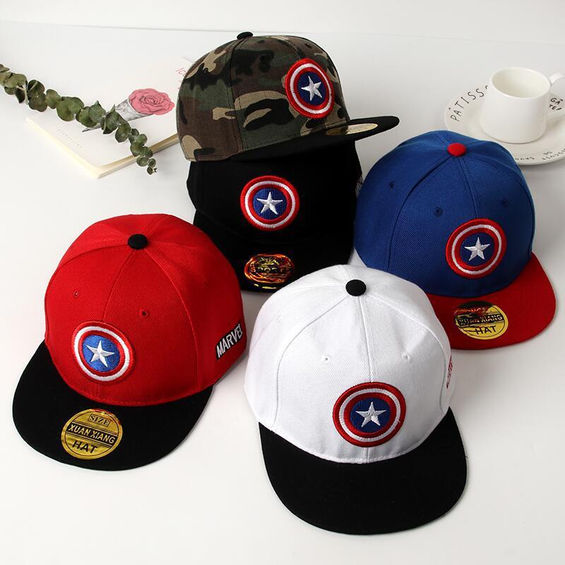 Topi Baseball Motif Bordir Marvel Captain America Bahan Katun Gaya Kasual Untuk Anak-Anak