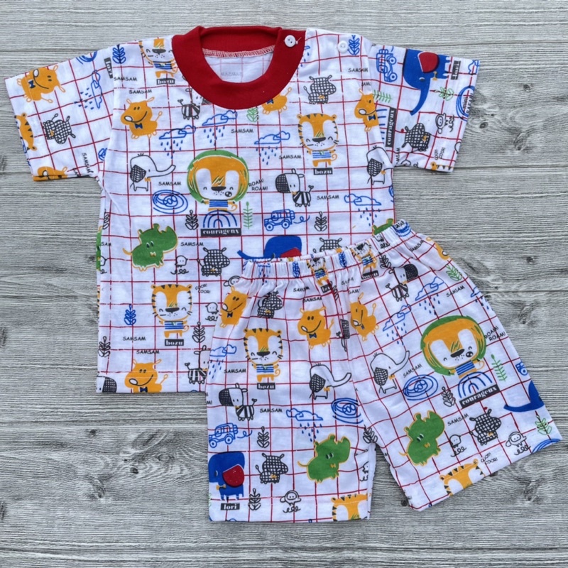 Setelan Bayi Baju Oblong Pendek Baju Lengan Pendek Bayi 3-12Bulan DNW BABY
