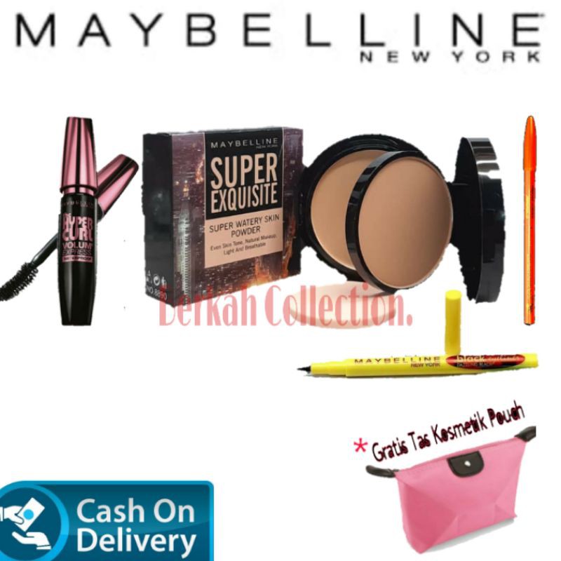 Paket make Up Maybelline 4 in 1 / Paket Kosmetik Wanita Lengkap Murah 1 Paket / Alat Kecantikan