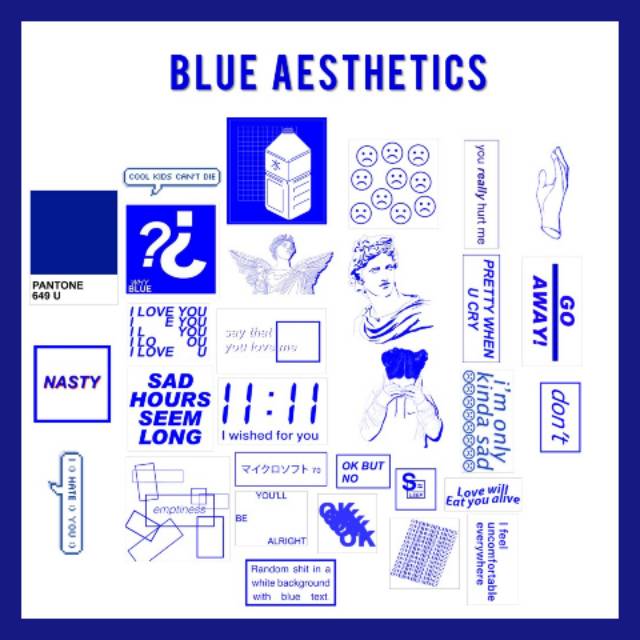 

TUMBLR STICKER Blue Aesthetics Pack untuk case hp DIY scrapbook bujo journal sticker (30 - 40 pcs)