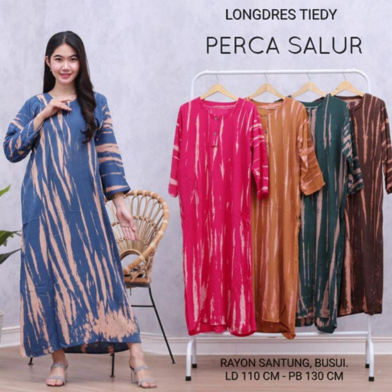 LONGDRESS CABUTAN CINCIN LENGAN PANJANG DASTER PANJANG KANCING DEPAN BUSUI DASTER ADEM MURAH GRIYA BATIK-LD PERCASALUR