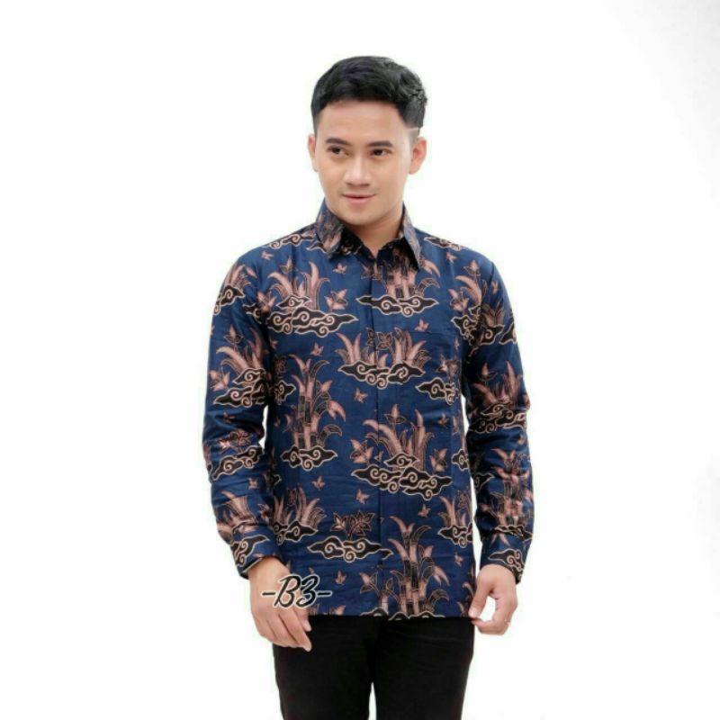 Kemeja Batik Pria Jumbo Big Size M L XL XXL XXXL XXXXL XXXXXL Kemeja Batik Jumbo Lengan Pendek Motif Ayam Navy  Berkualitas