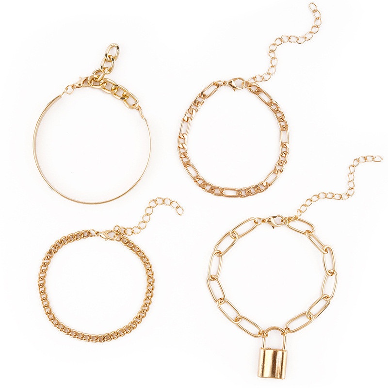 4pcs / Set Gelang Rantai Tebal Multilayer Untuk Wanita