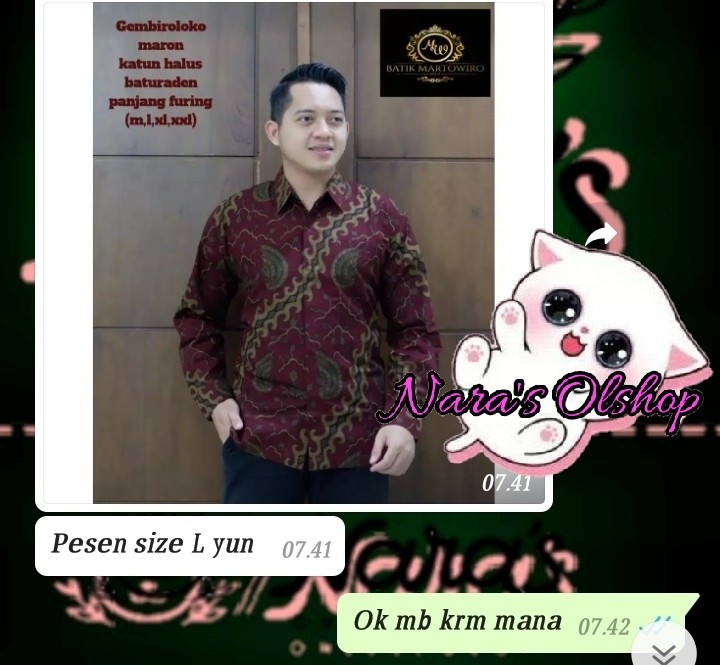 Nugroho Kobongan Kemeja Batik Pria Lengan Panjang Lapis Furing Batik Solo