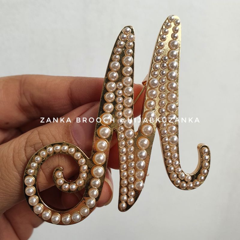 bros abjad mutiara | bros huruf | bros inisial nama | alphabet brooch-M