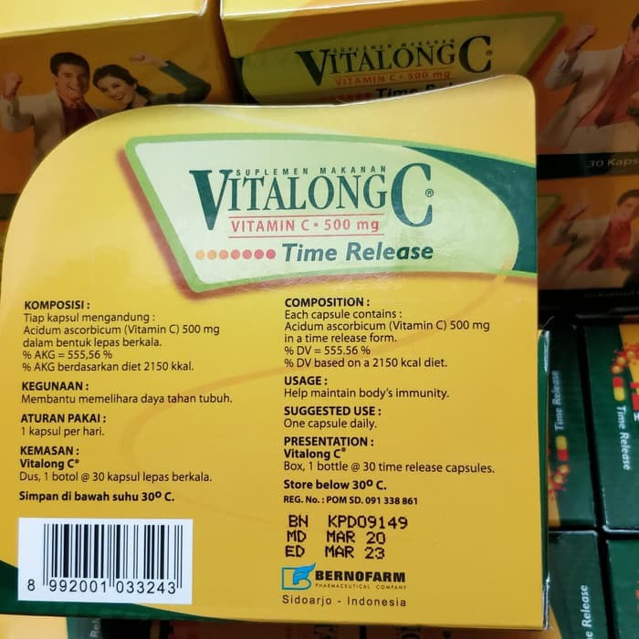 Vitalong C Vitamin C 500mg isi 30 kapsul