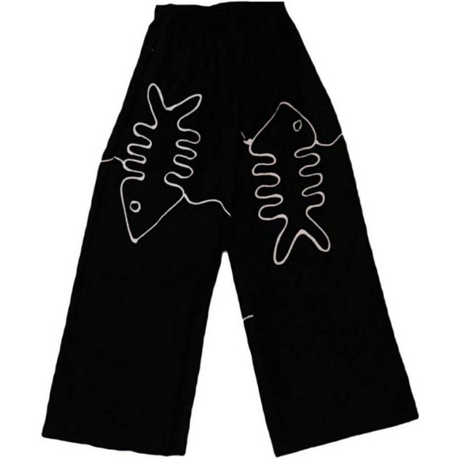 Black Jumbo Fish Wide Pants