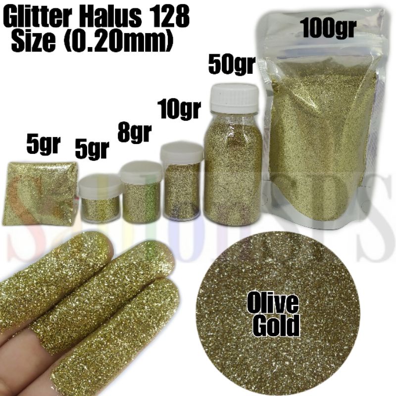 BUBUK GLITER OLIVE GOLD GLITTER POWDER 5gr CUP KECIL