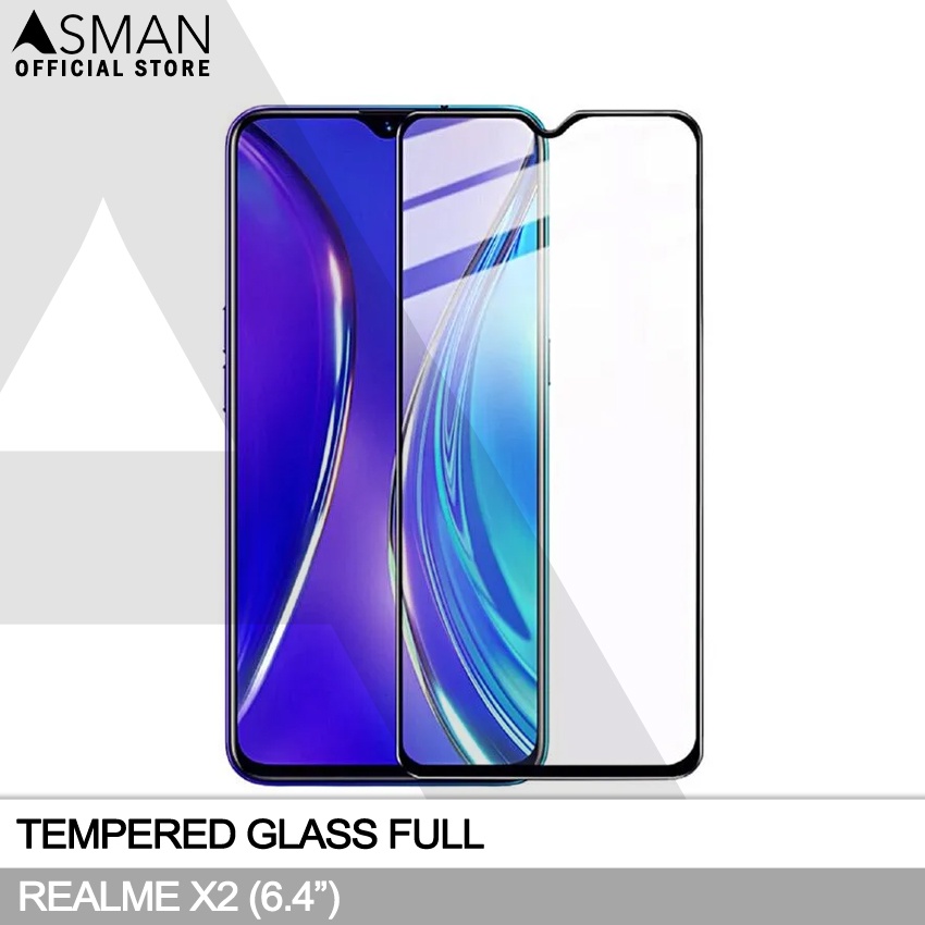 Tempered Glass Full Realme X2 (6.4&quot;) | Anti Gores Kaca - Hitam