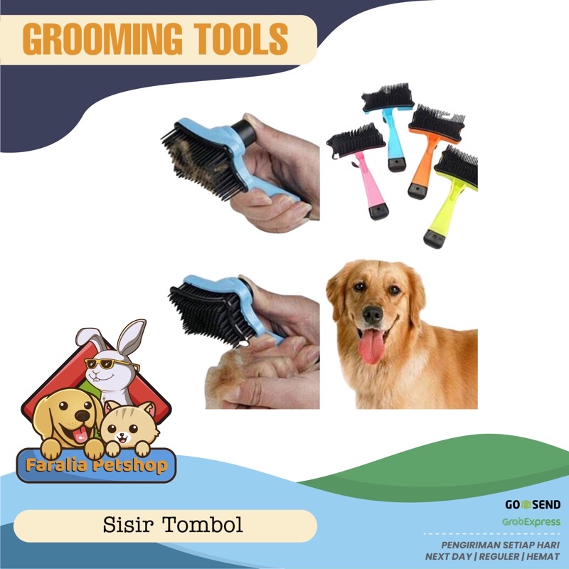 Sisir Kucing Anjing Dengan Tombol Sikat Grooming Pet Cat Dog Brush with Button