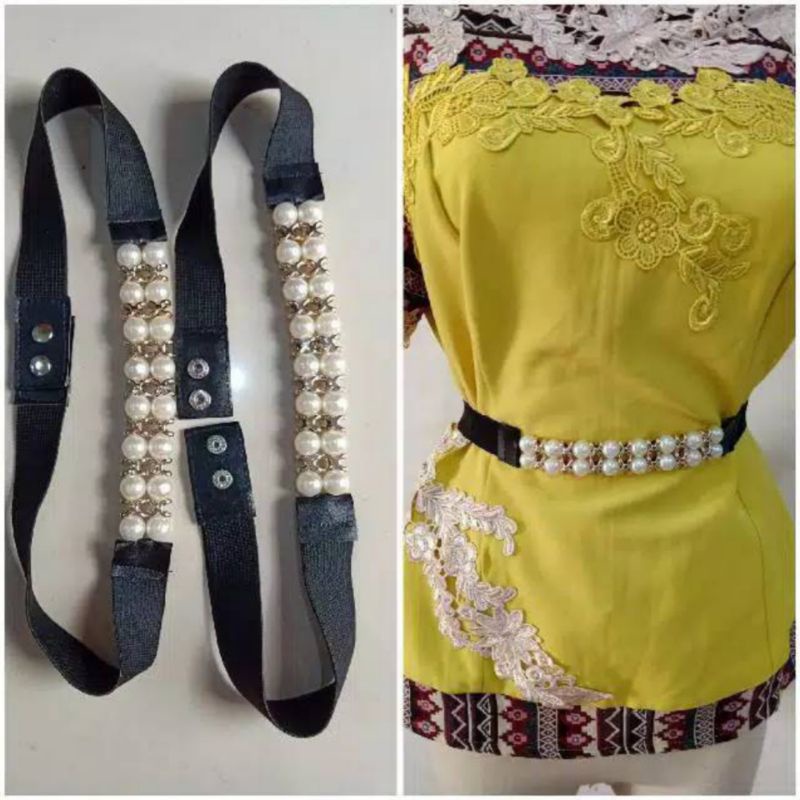 ✅ Bisa COD Ikat Pinggang Karet Elastis Wanita Belt Mutiara Tali Pinggang Wanita Belt Gesper Kekinian Terbaru Karet Melar Fashion Wanita