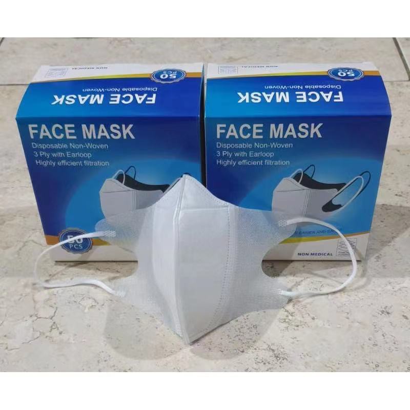 Masker duckbill warna warni 50 pcs 3 Ply Masker Duck bill Rainbow-DB 1BOX 50 PUTIH GRS