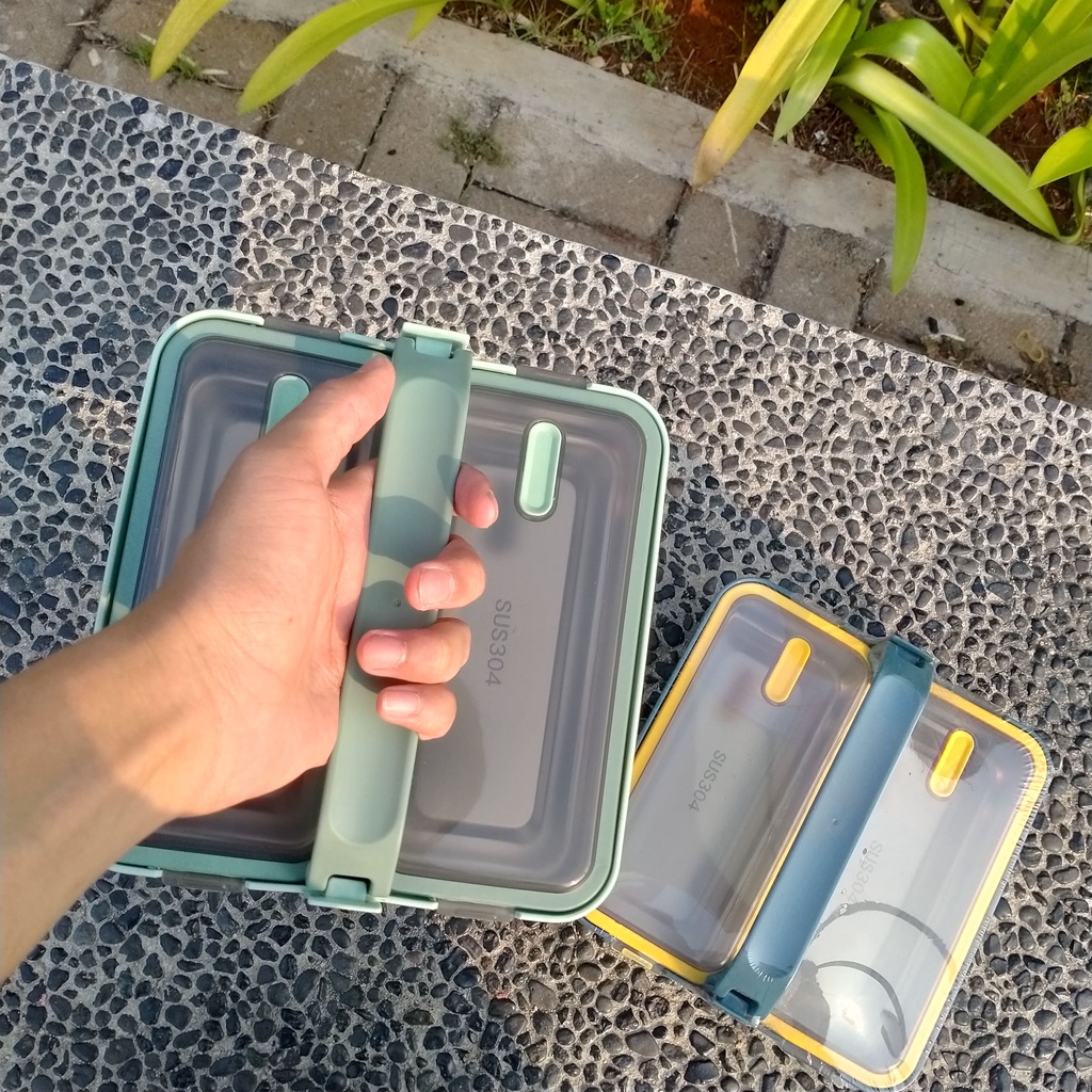 kotak makan 2 sekat PP + 304 Stainless Steel