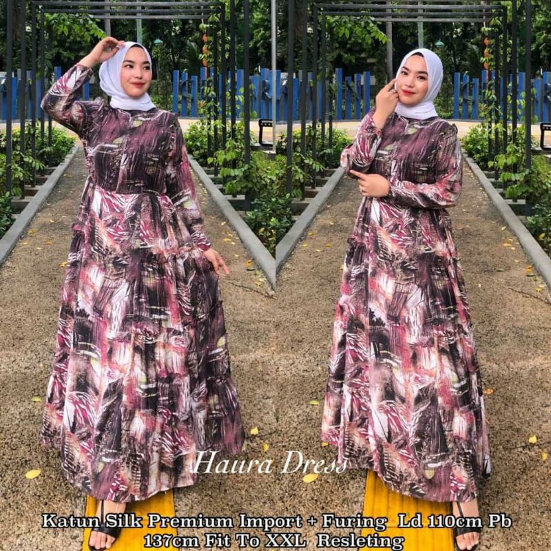 GAMIS / KATUN SILK PREMIUM IMPORT / HAURA DRESS
