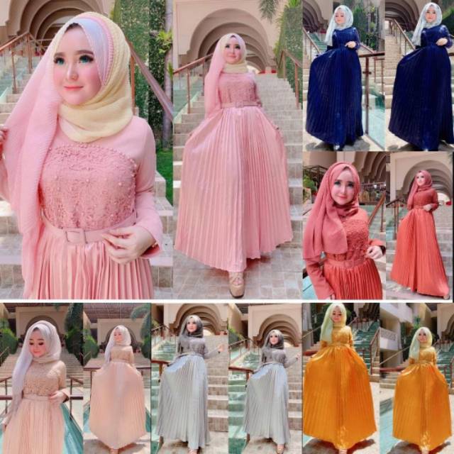 Plisket sella gaun pesta