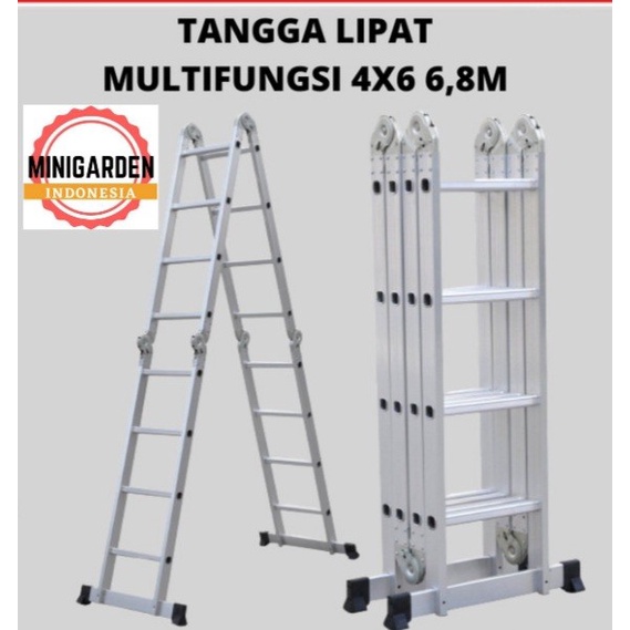 TANGGA LIPAT MULTIFUNGSI ALUMINIUM 6,8METER foldable ladder mollar 4X6