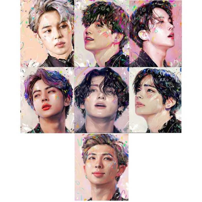 

[LOGU] Canvas paint idol, Kanvas paint kpop 40x50cm, Paint by number BT.S