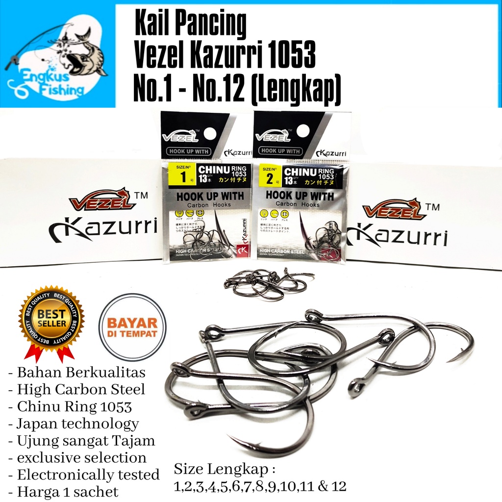 Kail Pancing Vezel Kazurri Chinu Ring 1053 Besar (No.1-12 Lengkap) High Carbon Steel - Engkus Fishing