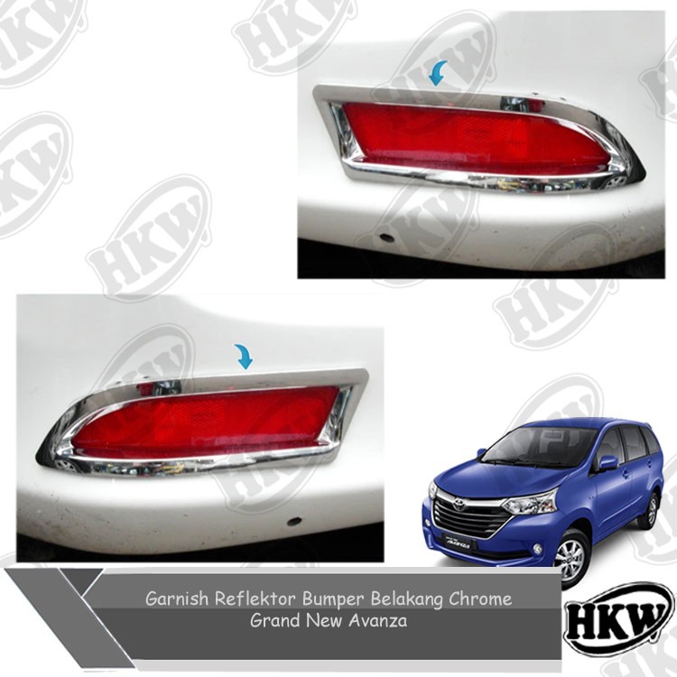 Garnish Reflektor Bumper Belakang Chrome Mobil Grand Avanza